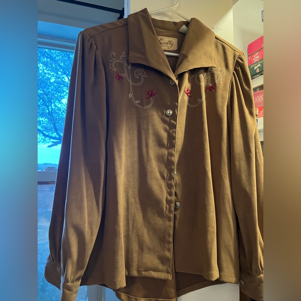 Scully Women's Tan Embroidered Blouse